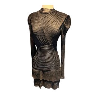 LVCILIA Short Black Pleated Dress